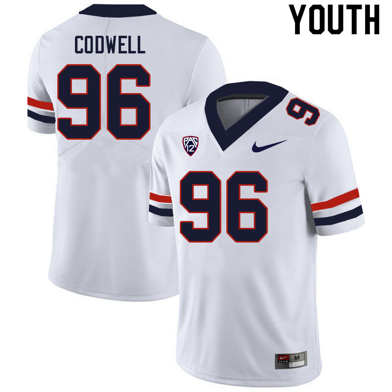 Youth #96 Reid Codwell Arizona Wildcats College Football Jerseys Sale-White - Click Image to Close